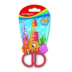 Nożyczki szkolne KEYROAD 5'' bezpieczne ryba pomara. blister