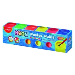 Farby plakatowe KEYROAD 6x22ml pędzelek gratis neonowe  w pudełku mix kolorów