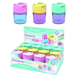 Temperówka KEYROAD plastikowa pastel podwójna z pojemnikiem display mix kolorów