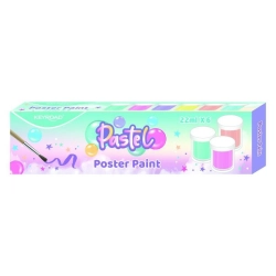 Farby plakatowe KEYROAD 6x22ml pędzelek gratis pudełko mix kolorów pastel