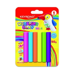 Plastelina KEYROAD 6x15g neon blister mix kolorów