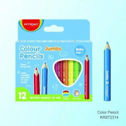 Kredki ołówkowe KEYROAD JUMBO Junior 3mm trójkątne 12 szt. pudełko mix kolorów