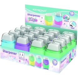 Temperówka KEYROAD plastikowa z gumką pastel, podwójna, pudełko, mix kolorów