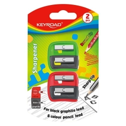 Temperówka KEYROAD plastikowa podwójna 2 szt. blister mix kolorów