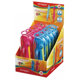 Cyrkiel KEYROAD Flow plastikowy w etui z grafitami pakowane na displayu mix kolorów-236033