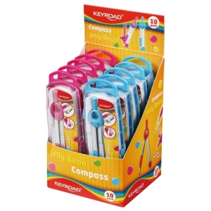 Cyrkiel KEYROAD Jelly-Bean metalowy w etui pakowane w display mix kolorów-236037