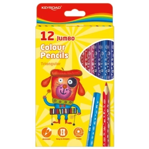 Kredki ołówkowe KEYROAD Jumbo trójkątne 12szt. mix kolorów-627296