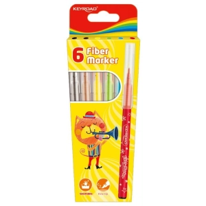 Flamastry KEYROAD Fiber Marker 6szt. na zawieszce mix kolorów-627326