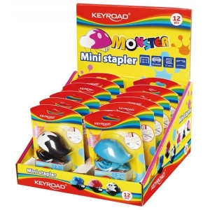 Zszywacz KEYROAD Mini+zszywki zszywa do 20 kartek pakowane na displayu mix kolorów-236074