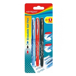 Długopis KEYROAD 0,7mm wymazywalny 2szt. + 1 gratis blister mix kolorów-627518