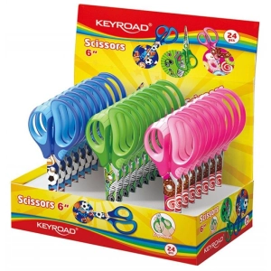 Nożyczki szkolne KEYROAD Tatto soft 15cm pakowane na displayu mix kolorów-236159