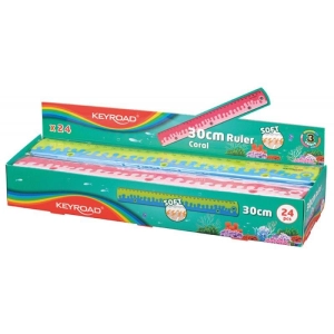 Linijka z uchwytem KEYROAD Coral 30 cm pakowane w display mix kolorów-236176
