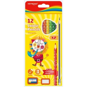 Zestaw kredek ołówkowych KEYROAD z ołówkami gumką i temperówką zawieszką mix kolorów-629196