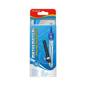 Zestaw matematyczny KEYROAD 11 elementów metalowe etui zawieszka mix kolorów-671295