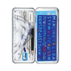 Zestaw matematyczny KEYROAD 11 elementów metalowe etui zawieszka mix kolorów-236257