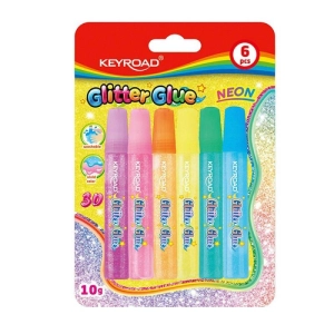 Klej brokatowy KEYROAD 6 x 10g neonowe odcienie blister