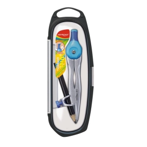 Cyrkiel KEYROAD Vivi metalowy z ołówkiem w etui display mix kolorów
