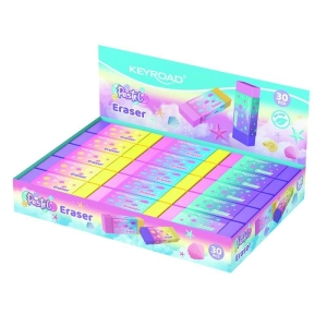 Gumka do ścierania KEYROAD pastel tęczowa 50x19x10 mm display mix kolorów-236578