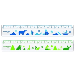 Linijka plastikowa KEYROAD 20cm transparentna z nadrukiem deco zawieszka-236595