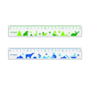 Linijka plastikowa KEYROAD 20cm transparentna z nadrukiem deco zawieszka