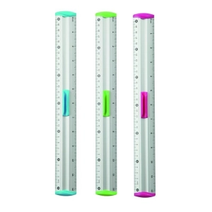 Linijka aluminiowa KEYROAD z uchwytem na ołówek 30 cm blister mix kolorów-236601