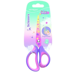 Nożyczki szkolne KEYROAD pastel deco ergonomiczne 15,5cm blister mix kolorów-236626