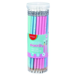 Ołówek drewniany KEYROAD z gumką HB trójkątny pastel 48 szt. w tubie