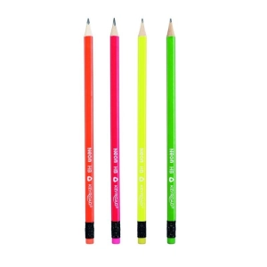 Ołówek drewniany KEYROAD z gumką HB trójkątny fluoresencyjne 48 szt. w tubie-236679