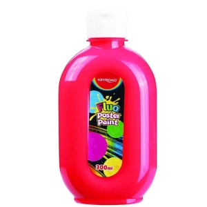 Farba plakatowa KEYROAD fluorescencyjna 300ml butelka - neonowa czerwona