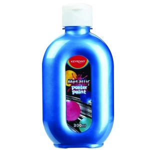 Farba plakatowa KEYROAD metaliczna 300ml butelka - niebieska