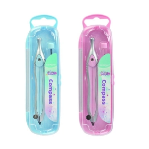 Cyrkiel plastikowy KEYROAD pastel z grafitami w etui display mix kolorów