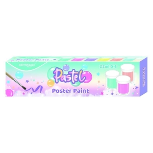 Farby plakatowe KEYROAD 6x22ml pędzelek gratis pudełko mix kolorów pastel