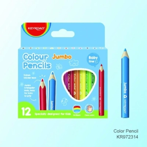 Kredki ołówkowe KEYROAD JUMBO Junior 3mm trójkątne 12 szt. pudełko mix kolorów