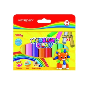 Plastelina KEYROAD 12x15g zawiera 1 złoty i 1 srebrny kolor pudełko mix kolorów