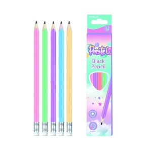 Ołówek drewniany KEYROAD z gumką HB pastel trójkątne 12 szt. mix kolorów