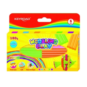 Plastelina KEYROAD 6x30g neon pudełko mix kolorów