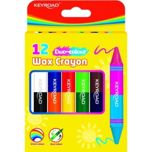 Kredki woskowe KEYROAD dwustronne 6 szt. pudełko mix kolorów