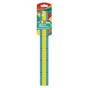 Linijka plastikowa KEYROAD w kształcie klocka Lego 30cm zawieszka mix kolorów