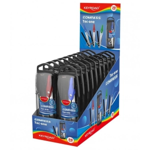 Cyrkiel metalowy KEYROAD w etui z ołówkiem pakowany w display mix kolorów