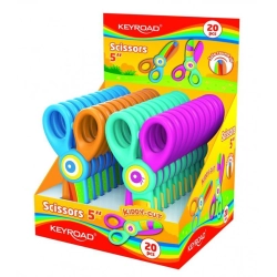 Nożyczki szkolne KEYROAD 5" Kiddy-cut plastikowe pakowane na displayu mix kolorów