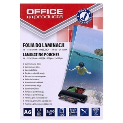 Folia do laminowania OFFICE PRODUCTS A6 2x100mikr. błyszcząca 100szt. transparentna-626642