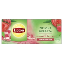 Herbata LIPTON zielona z nutą truskawki i maliny 20 torebek