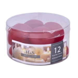 Świeca pływająca pastylka DONAU HOME 48x28 mm 12 szt. czerwona-237661