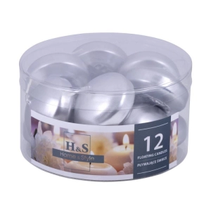 Świeca pływająca pastylka DONAU HOME lakierowana 48x28 mm 12 szt. srebrna-237668