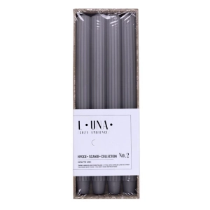 Świeca stołowa długa ryflowana DONAU HOME 25x300 mm 4 szt. szara-237689