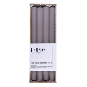 Świeca stołowa długa ryflowana DONAU HOME 25x300 mm 4 szt. popielata-237691