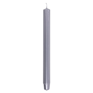 Świeca stołowa długa ryflowana DONAU HOME lakierowana 25x300 mm 4 szt. srebrna