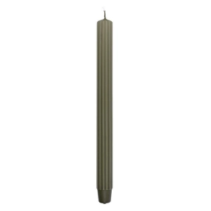 Świeca stołowa długa ryflowana DONAU HOME 25x300 mm 4 szt. khaki