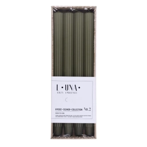 Świeca stołowa długa ryflowana DONAU HOME 25x300 mm 4 szt. khaki-237704