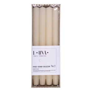 Świeca stołowa długa ryflowana DONAU HOME 25x300 mm 4 szt. kremowa-237709